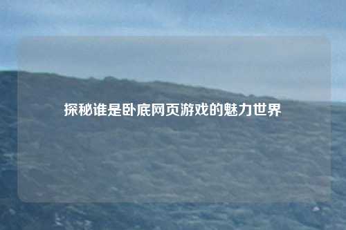 探秘谁是卧底网页游戏的魅力世界
