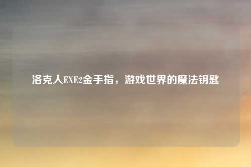 洛克人EXE2金手指，游戏世界的魔法钥匙