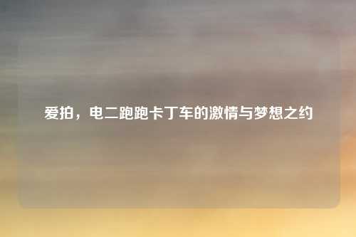 爱拍，电二跑跑卡丁车的激情与梦想之约