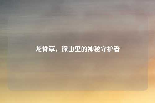 龙脊草，深山里的神秘守护者