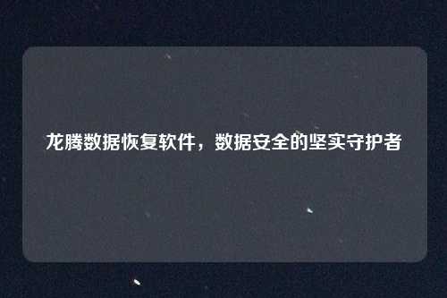 龙腾数据恢复软件，数据安全的坚实守护者