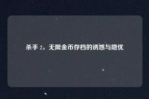 杀手 2,无限金币存档的诱惑与隐忧