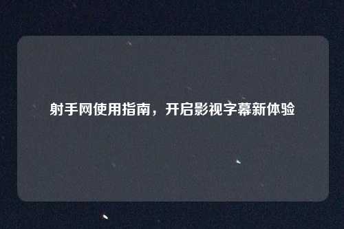 射手网使用指南,开启影视字幕新体验