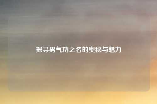 探寻男气功之名的奥秘与魅力