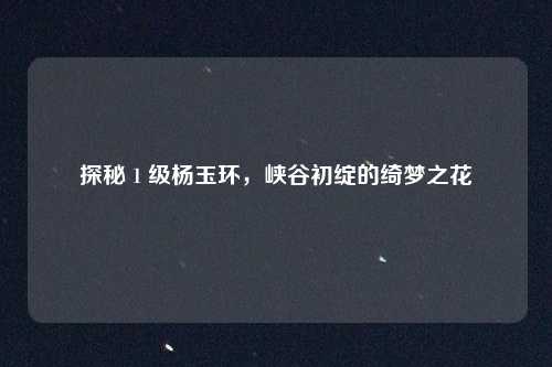探秘 1 级杨玉环，峡谷初绽的绮梦之花