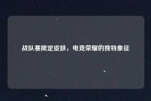 战队赛限定皮肤,电竞荣耀的独特象征
