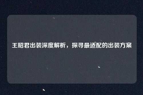 王昭君出装深度解析,探寻最适配的出装方案