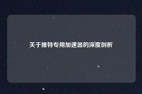 关于推特专用加速器的深度剖析