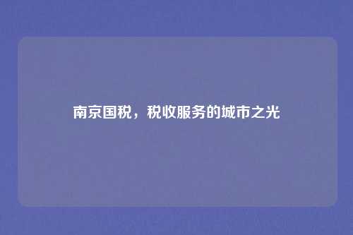 南京国税,税收服务的城市之光