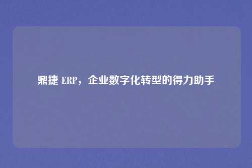鼎捷 ERP,企业数字化转型的得力助手