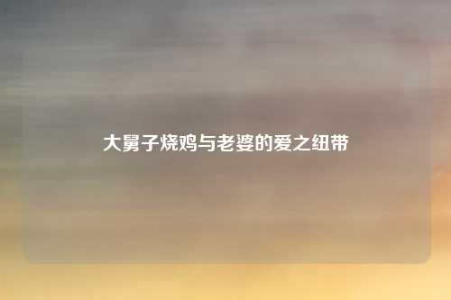 大舅子烧鸡与老婆的爱之纽带
