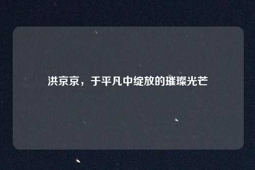 洪京京,于平凡中绽放的璀璨光芒