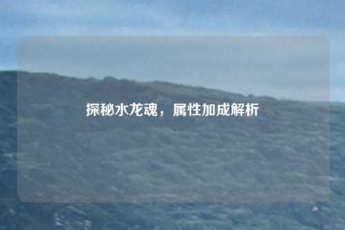 探秘水龙魂,属性加成解析