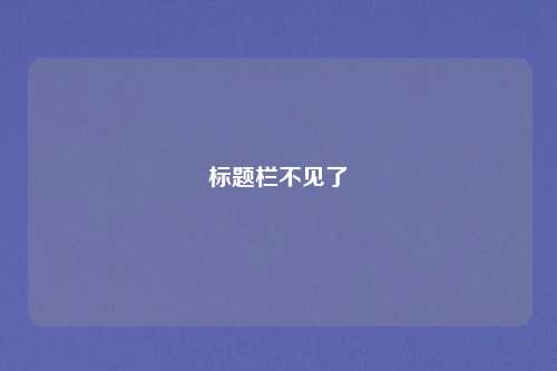标题栏不见了
