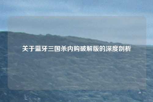 关于蓝牙三国杀内购破解版的深度剖析