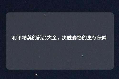 和平精英的药品大全，决胜赛场的生存保障