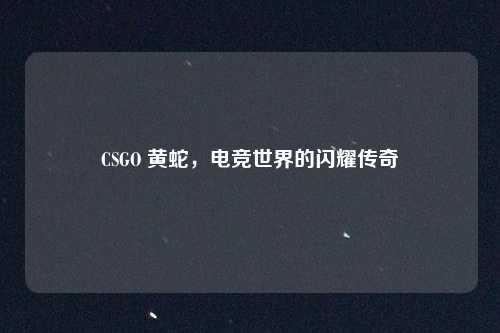 CSGO 黄蛇，电竞世界的闪耀传奇