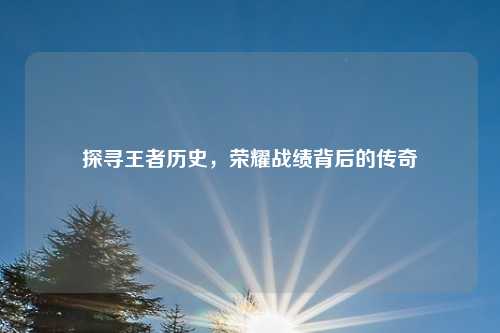 探寻王者历史，荣耀战绩背后的传奇