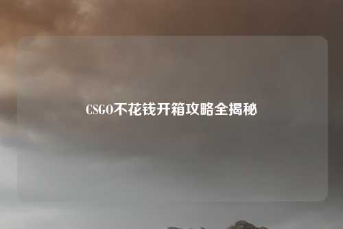 CSGO不花钱开箱攻略全揭秘