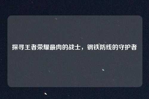 探寻王者荣耀最肉的战士，钢铁防线的守护者