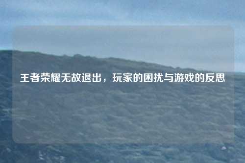王者荣耀无故退出，玩家的困扰与游戏的反思